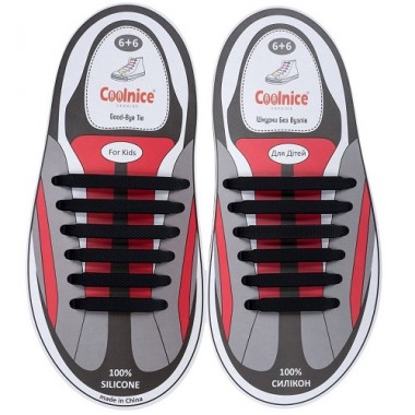 Шнурки из силикона для детской обуви Coolnice Д01 (Черные)