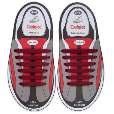 Шнурки из силикона для детской обуви Coolnice Д15 (Бордовые)