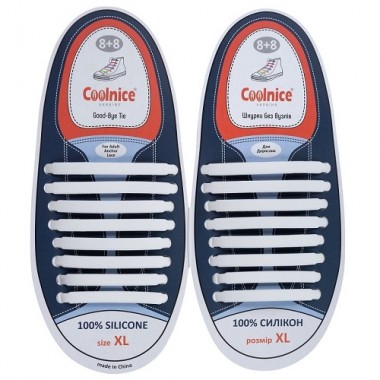 Очень большие силиконовые шнурки Coolnice XL Белые (XL10)