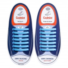 Универсальные силиконовые шнурки Голубые Coolnice (7+7 one size)