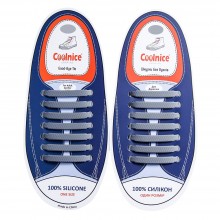 Универсальные силиконовые шнурки Серые Coolnice (7+7 one size) Универсальные силиконовые шнурки Серые Coolnice (7+7 one size)