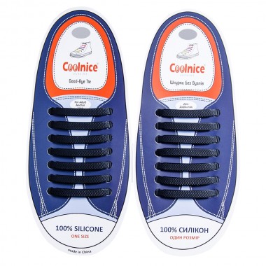 Универсальные силиконовые шнурки Чёрные Coolnice (7+7 one size)